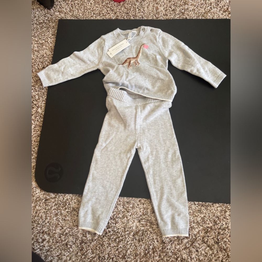 Janie and Jack Gray Dinosaur Kids Matching Set